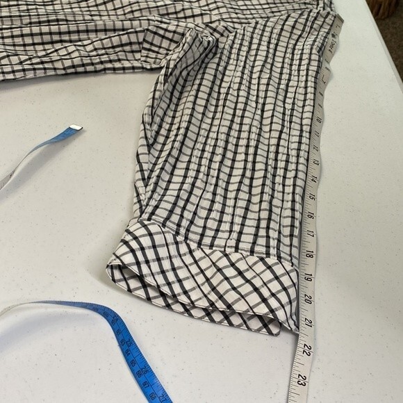 Foxcroft Germaine Crinkle Mini Check Button Up Tunic Shirt 3/4 Sleeve Textured - Picture 13 of 16